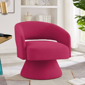 Velvet Upholstered Swivel Barrel Chair with 360° Rotation, Modern Accent Armchair with Open Backrest and Sloped Arms, Comfy Single Chair - 1 of 4