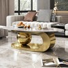 Oval Coffee Table With Faux Marble Top And Stainless Steel Base,Coffee Table For Living Room,Oval Coffee Table Modern- Maison Boucle - 2 of 4