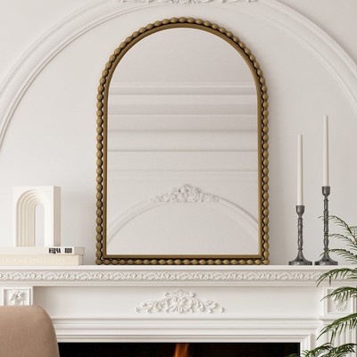 VYNXARIA 35"x24" Iron Art Arch Vintage Vanity Mirror, Wall Hanging, Placed On The Table, Suitable For Living Room, Bedroom, Bathroom (Gold)