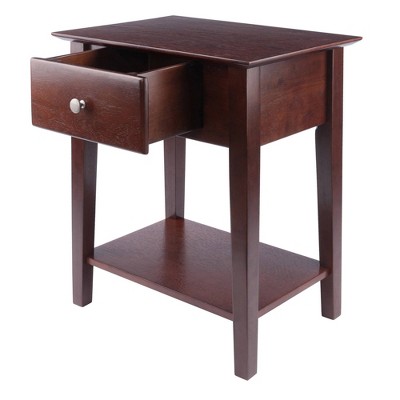 Walnut Transitional 1-Drawer Nightstand with Shelf