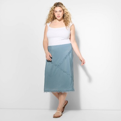 Women's Lace Trim Midi A-Line Skirt - Wild Fable™