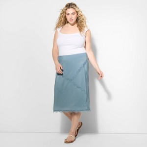 Women's Lace Trim Midi A-Line Skirt - Wild Fable™ - 1 of 3
