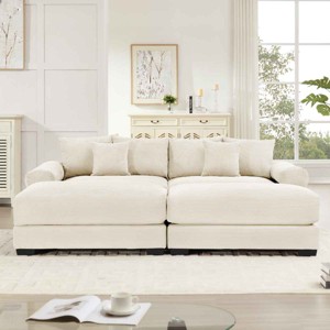 Oversized Modular Sectional Sofa with Chaise, Sofa with Armrests and Throw Pillows, Upholstered Sofa with Corduroy Cushion-Cuddlewood - 1 of 4