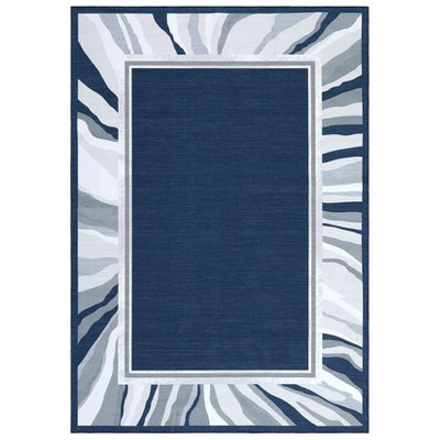 Washable Modern Bordered Rug Non Slip Low Pile Rug Soft Throw Floor Cover Foldable Indoor Carpet for Living Room Bedroom Playroom Nursery