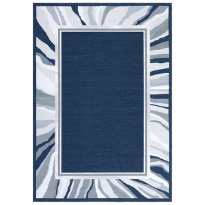 Washable Modern Bordered Rug Non Slip Low Pile Rug Soft Throw Floor Cover Foldable Indoor Carpet for Living Room Bedroom Playroom Nursery - 1 of 4