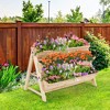 Costway 3 Tier Wooden Vertical Raised Garden Bed w/Storage Shelf, Side Hook & Liners - 2 of 4