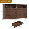 Modern 6 Drawer Dresser with Power Outlet & LED Lights, Large Wooden Dresser for Bedroom, TV Stand Storage Chest, Double Row Drawers with Handles - 2 of 4