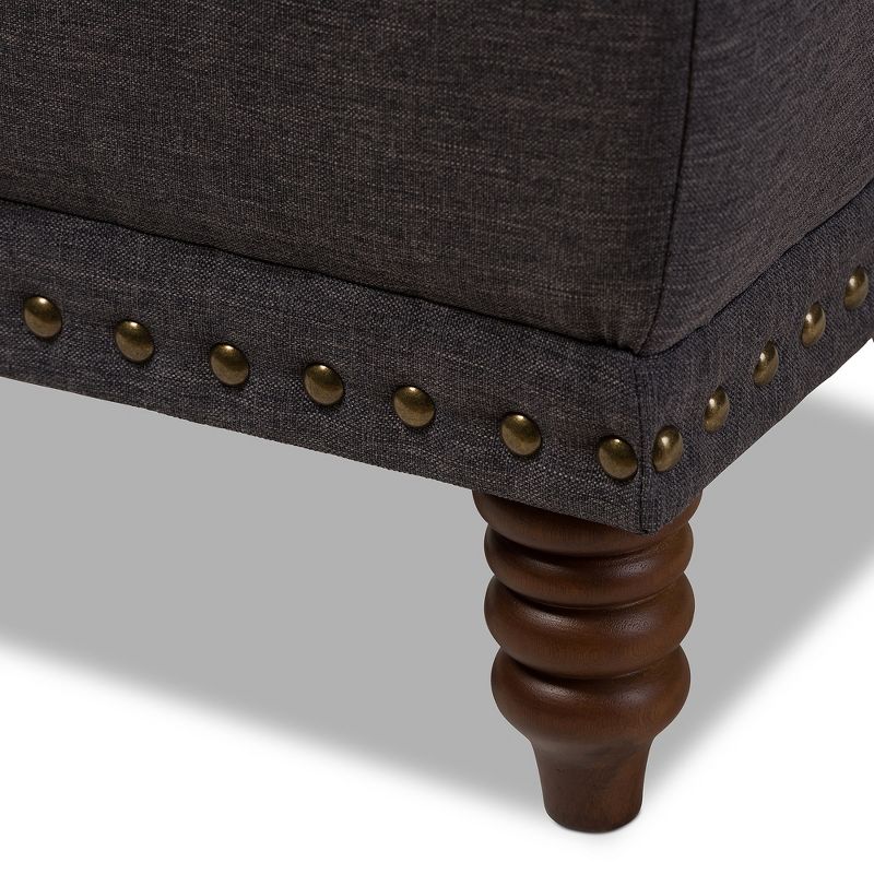 Annabelle Modern and Contemporary Wood Finish with Fabric Upholstered Button - Tufted Storage Ottoman - Baxton Studio, 5 of 9