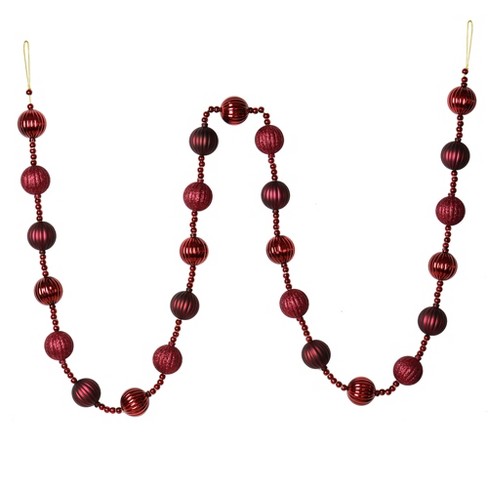 Vickerman 6' Wine Stripe Ball Ornament Christmas Garland : Target