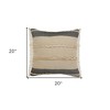 24" X 24" Black Tan And Taupe Jute Striped Zippered Pillow - 3 of 4