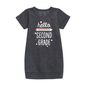 - Instant Message - Hello Second Grade Graphic Short Sleeve Fleece Dress - 1 of 4