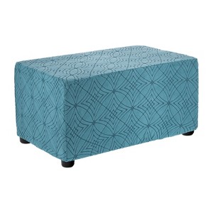 Unique Bargains Textured Jacquard Stretch Footstool Slipcover Protector for Living Room Bedroom - 1 of 4