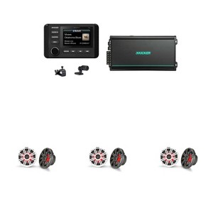 Kicker 51KMC4 Marine Source Unit & (3 Pair ) 45KM654L 6.5" RGB LED Marine Speakers with 48KMA6006 6 Ch. Marine Amp Bundle - 1 of 4