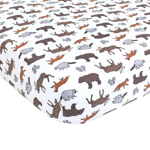 Hudson Baby Infant Boy Cotton Fitted Crib Sheet, Animal Adventure, One Size - 1 of 2