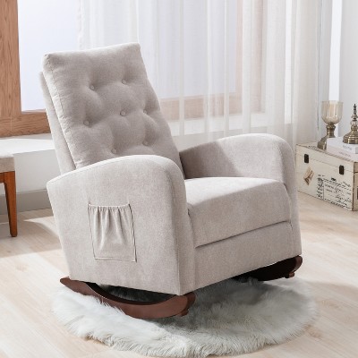 Wooakway High Back Rocking Chair for Livingroom Bedroom Nursery Balcony,Tan,37"H*26"W*40"D