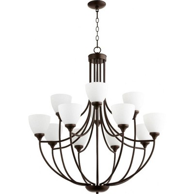 Quorum Lighting Enclave 12-Light Chandelier, Oiled Bronze, 35 Width, 38 Height