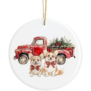 Lomsoe Dogs Ornament Dogs Lovers Christmas Xmas Ornaments Decor Funny Christmas Hanging Ceramic Ornament - 1 of 4