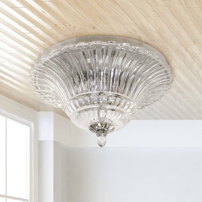 Elegant Blossom Chrome Glass 2-Light Flush Mount Ceiling Fixture