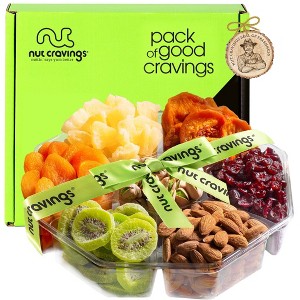 Dried Fruit & Nuts Gift Basket + Green Ribbon - 1 of 4