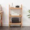 Wood Solid Oak 3-Tier Ladder Bookshelf with Enclosed Sides,Freestanding Scandinavian Storage Rack for Entryway or Bedroom-3irtyhousy - 2 of 4