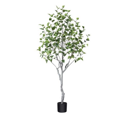 Kazeila Artificial Betula Tree in Pot, Pre Potted Faux Greenry Tree for Home Decor, Big Fake Plants