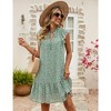 Women's Babydoll Mini Dress Summer V Neck Flutter Sleeve Boho Floral Flowy Shift Short Dress - 3 of 4