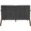 Carlson Velvet Upholstered Loveseat in Dark Gray and Dark Walnut - Lexicon - 3 of 4