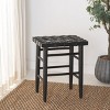 Walda Leather Woven Counter Stool - BST1017 - Black - Safavieh - 2 of 4