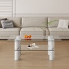 MAYEERTY Coffee Table CT X02 Modern Double Layer Glass White MDF Columns Computer Game Desk - 2 of 4