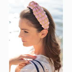 Shiraleah Tufted Straw Knotted Headband, Pink - 1 of 4