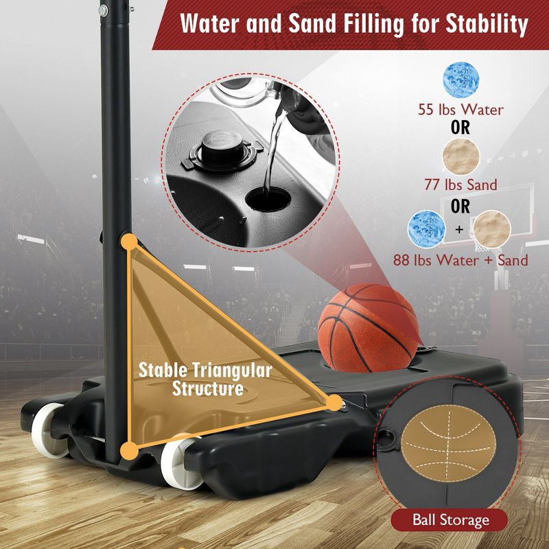 Costway Kids Basketball Hoop Portable Backboard System with Adjustable Height Ball Storage, 5 of 11