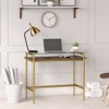 36" Brass Finish Desk with Walnut Shelf - Henn&Hart - 4 of 4