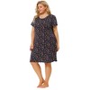 Agnes Orinda Women's Plus Size Short Sleeve Floral Pattern Round Neck Nightgown - 4 of 4