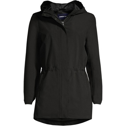 Lands' End Women's Waterproof Hooded Packable Raincoat - X-Small - Black