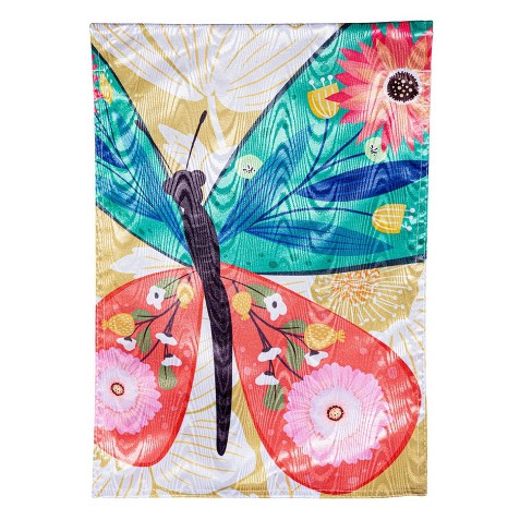 Evergreen Folk Butterfly Moire Garden Flag 12 x 18 Inches Indoor Outdoor Decor - image 1 of 3