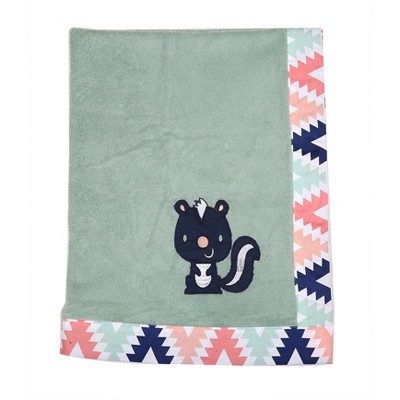 Bacati - Aztec Coral/Mint/Navy Mint Squirrel Embroidered Blanket