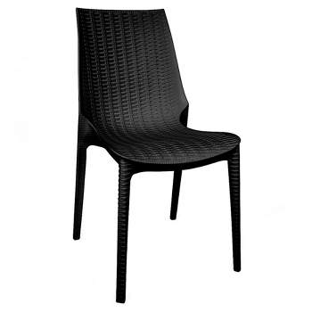 LeisureMod Kent Modern Outdoor Plastic Dining Chair Stackable Design