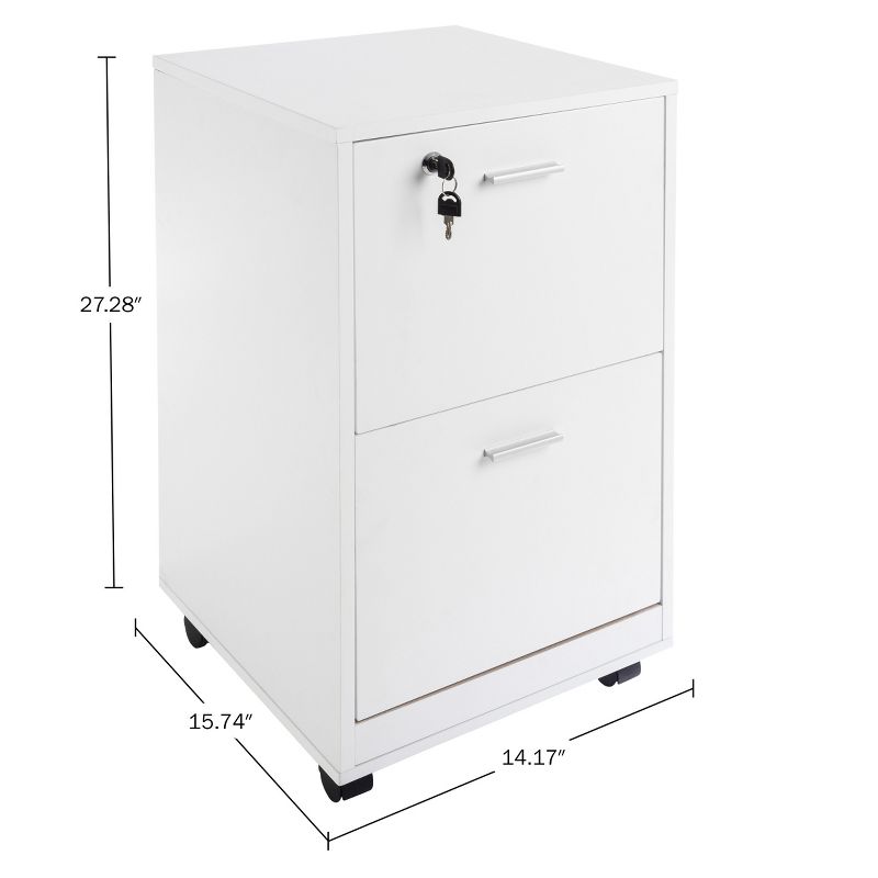 Lavish Home 2-Drawer File Cabinet with Lock and Rolling Wheels, 3 of 13