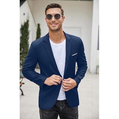 COOFANDY Men's Slim Fit Casual Blazers Lightweight Sport Coats One Button Suit Jackets Blue L — фото 2