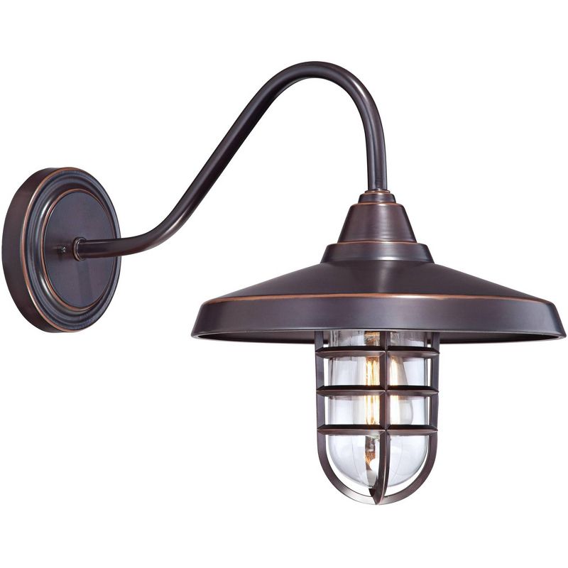 John Timberland Marlowe Rustic Industrial Farmhouse Outdoor Wall Light Fixture Painted Bronze Cage 16 3/4" Clear Glass for Post Exterior Barn Deck, 5 of 8