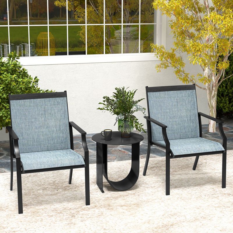Tangkula Set of 4 Patio Dining Chairs Outdoor Armchairs w/ Sturdy Metal Frame, 3 of 10