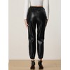 Allegra K Women's Drawstring High Waist Faux Leather Tapered Joggers Pants - 4 of 4