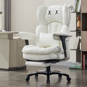 Big and Tall Office Chair with Footrest - Efomao High Back Executive Desk Chair with Wide Seat, Adjustable Armrests, Ergonomic Computer Chair, White - 1 of 4