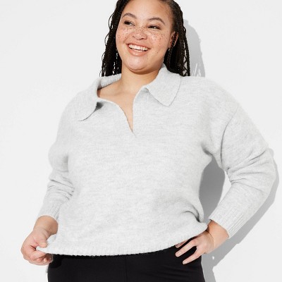 Women's Oversized Polo Pullover Sweater - Wild Fable™