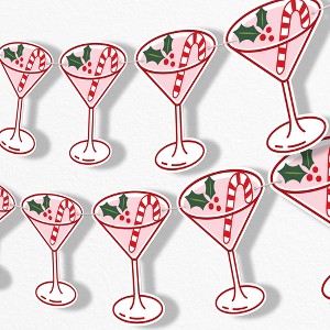 Big Dot of Happiness A Tini Bit Merry Garland Banner, Christmas Cocktail Decor Holiday  30 Feet of Cord, 15 Double-Sided Candy Cane Martini Glasses - 1 of 4