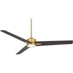 60" Casa Vieja Modern 3 Blade Indoor Ceiling Fan with Light LED Remote Soft Brass Black for House Bedroom Living Room Home Bedroom - 1 of 4