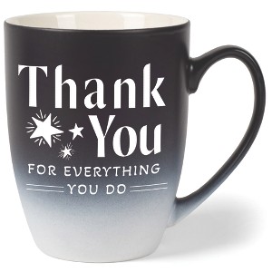 Elanze Designs Thank You Everything You Do Two Toned Ombre Matte Black and White 12 ounce Ceramic Stoneware Coffee Cup Mug - 1 of 4