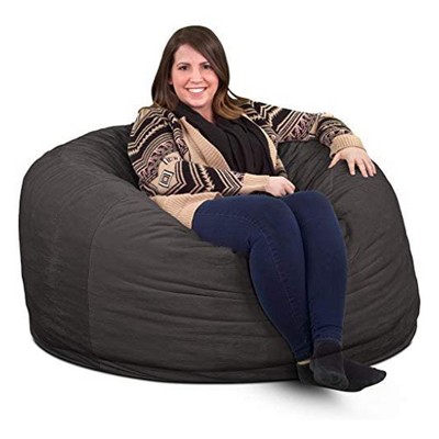 Ultimate Sack 4ft Bean Bag Chair, Oversized Comfortable Indoor Floor Lounger, Giant Foam-Filled Furniture for Relaxing, Grey Suede