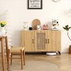 LunaLulinlk Three-Door Cabinet with Natural Rattan Mesh - Large Storage Space, Kitchen Storage Cabinet - 2 of 4