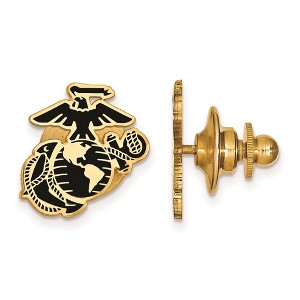 Black Bow Jewelry SS 14k Yellow Gold Plated U.S. Marine Corps Epoxy Lapel or Tie Pin - 1 of 3